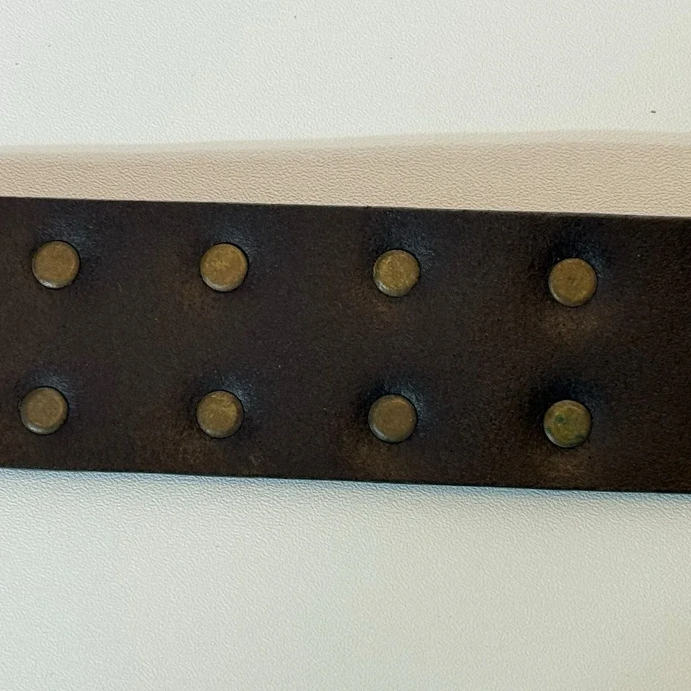 Pazo Dark Brown Antique-Style Metal Studded Genuine Leather Men's 36